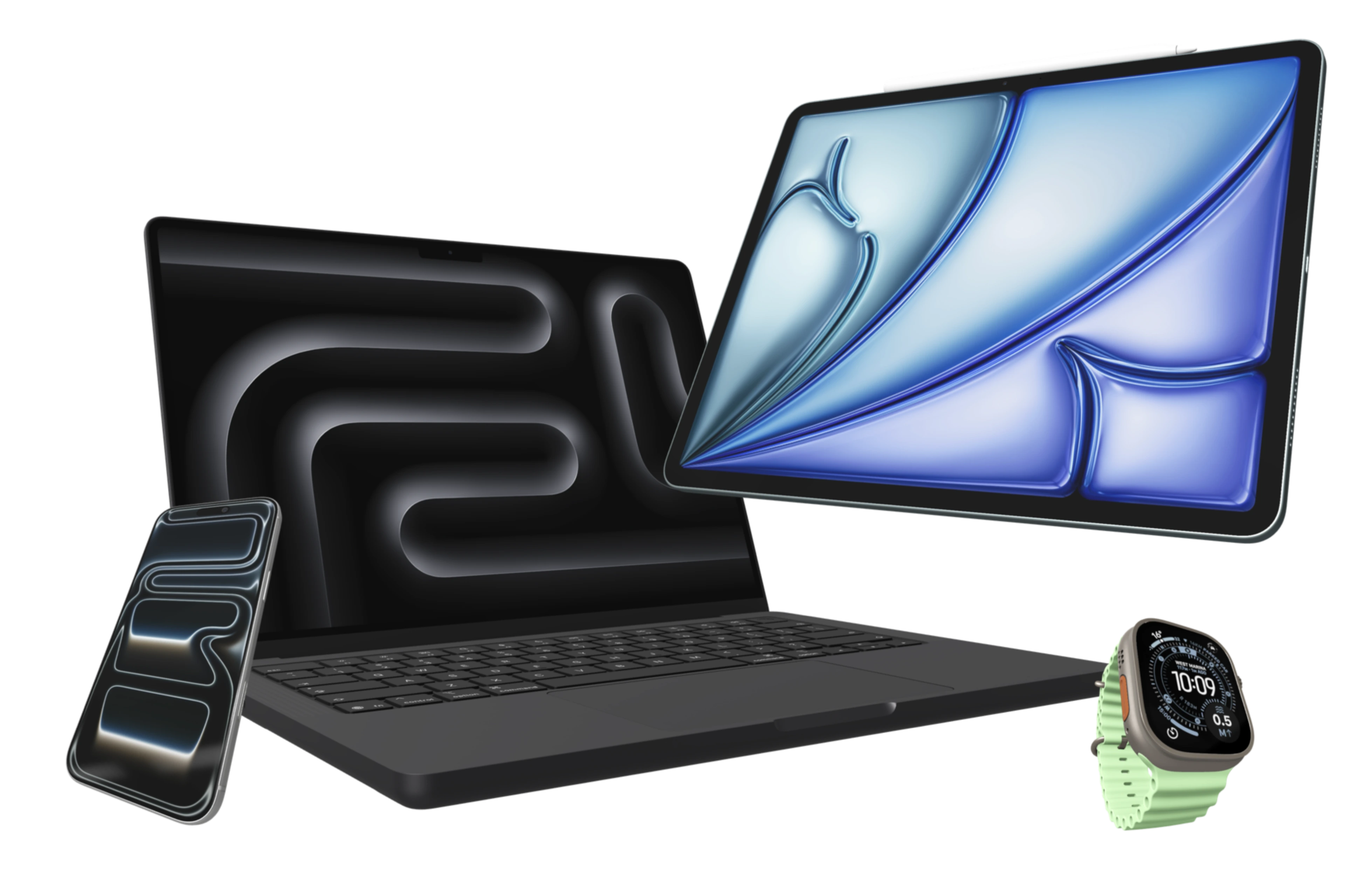 Photorealistic Apple device frames arranged in Bezel Studio